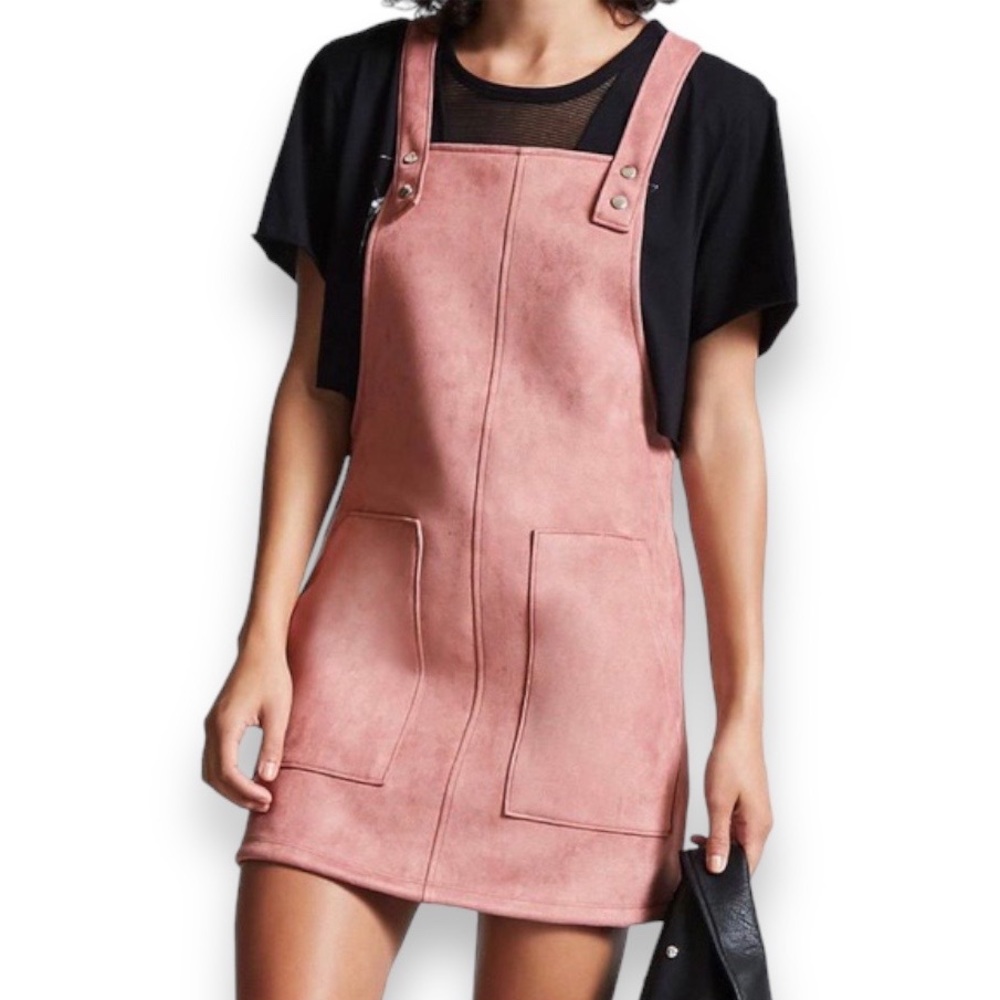 SOLD F21 | Suede Overalls Dress Size Medium - Picture 2 of 4